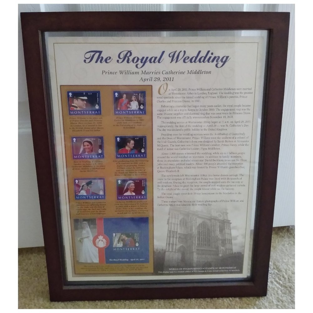 World of Stamps William and Kate Framed Wedding Commemorative Stamps